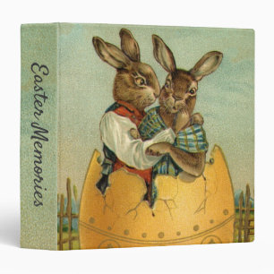 Bunnies in a Gold Egg, Vintage Victorian Easter Binder