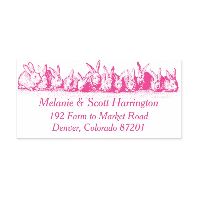 Bunnies in a Row Self-Inking Return Address Stamp (Design)