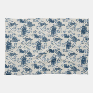 Bunnies in my Flowers —Toile de Jouy Towel