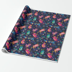 Bunnies In Space Wrapping Paper