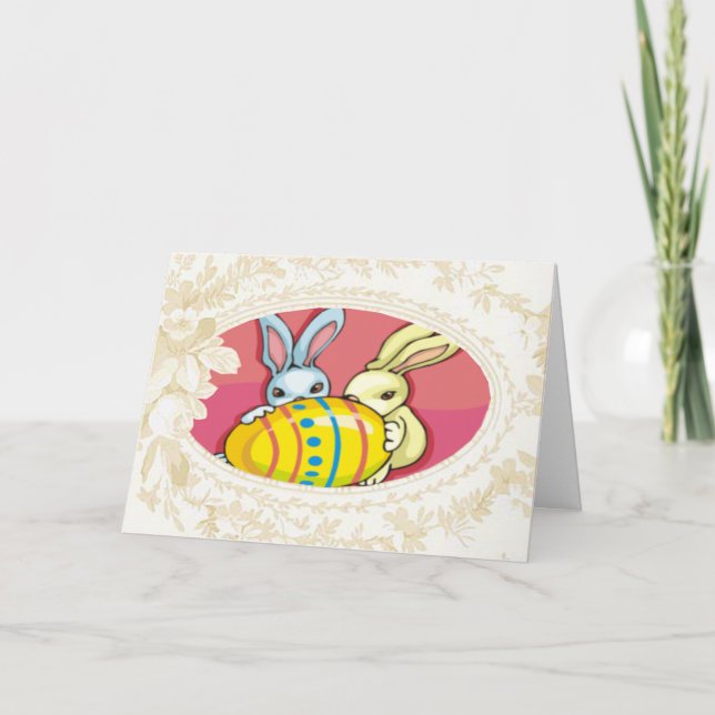 Bunnies Jouant Avec Une Carte Oeuf (Devant)