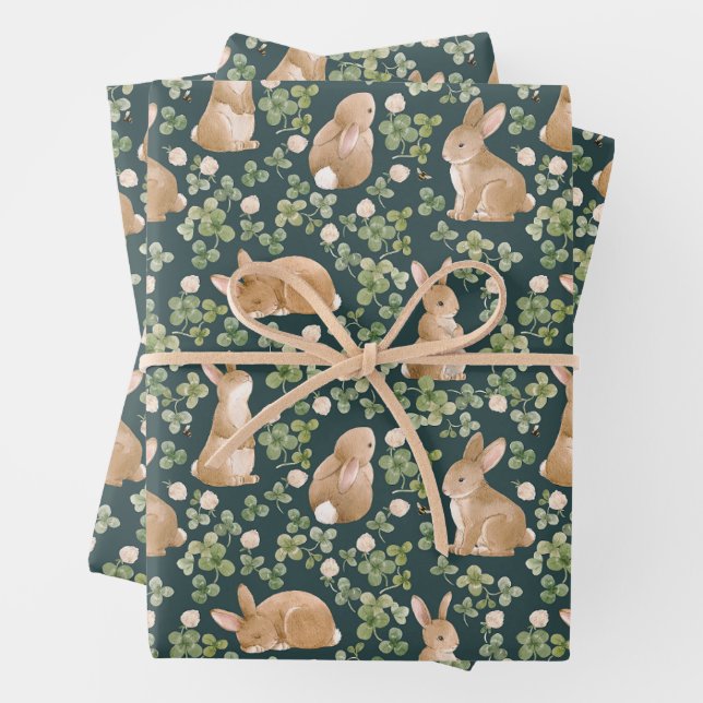 Bunnies mignons, Fleurs de amour et Feuille (En situation)