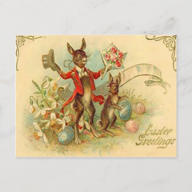 Bunnies Pâques vintages Carte Pâques (Devant)