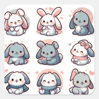 Bunnies part 1 square sticker