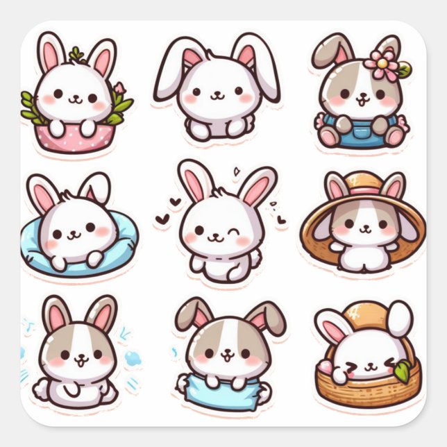 Bunnies part 2 square sticker (Front)
