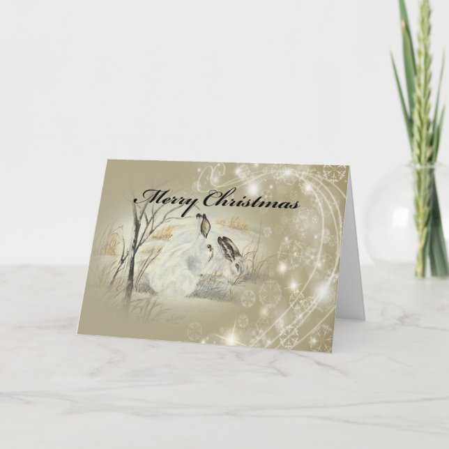 Bunnies/Rabbits Christmas Card, envelopes included Holiday Card (Front)
