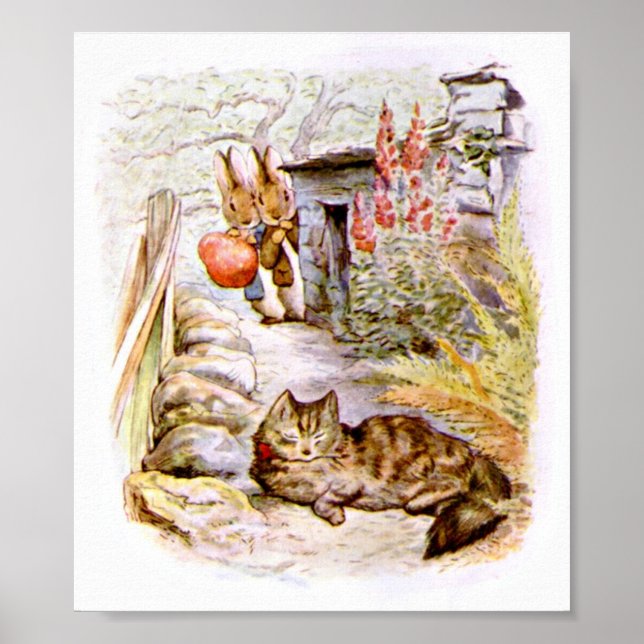Bunnies Watching Cat Artwork Poster (Front)