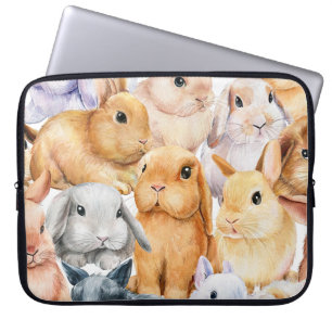 Bunnies Watercolor Animal Background Laptop Sleeve