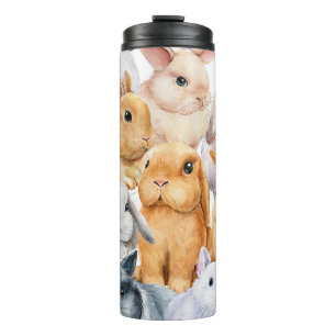 Bunnies Watercolor Animal Background Thermal Tumbler