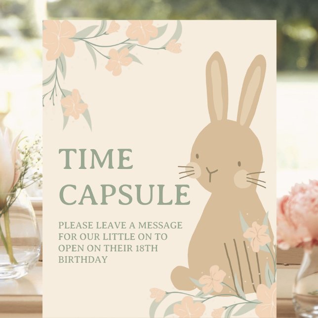 Bunny 1st Birthday Time Capsule Table Pedestal Sign (Creator Uploaded)