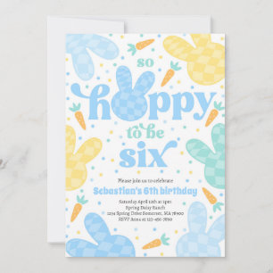Bunny 6th Birthday Party Spring Boy Bunny Birthday Invitation