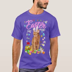 Bunny Abyssinian Cat Happy Easter Eggs T-Shirt