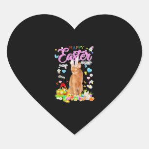 Bunny Abyssinian Cat Happy Easter Heart Sticker