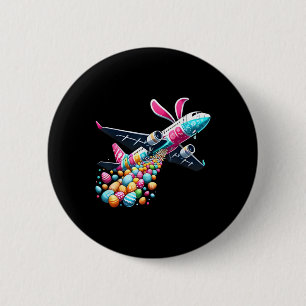 Bunny Airplane Easter Egg Mens Kids Boys Easter Ai 2 Inch Round Button