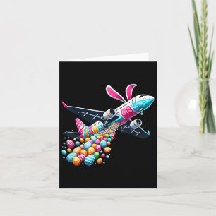 Bunny Airplane Easter Egg Mens Kids Boys Easter Ai Card