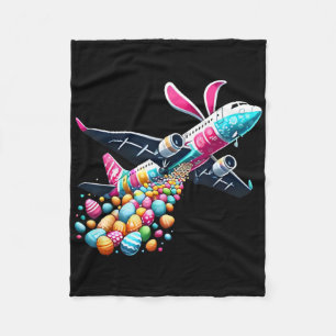 Bunny Airplane Easter Egg Mens Kids Boys Easter Ai Fleece Blanket