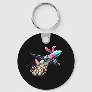 Bunny Airplane Easter Egg Mens Kids Boys Easter Ai Keychain