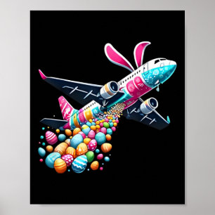 Bunny Airplane Easter Egg Mens Kids Boys Easter Ai Poster