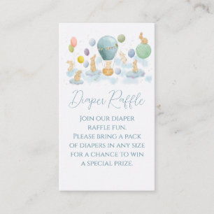 Bunny and Air Balloon Baby Shower Diaper Raffle Enclosure Card