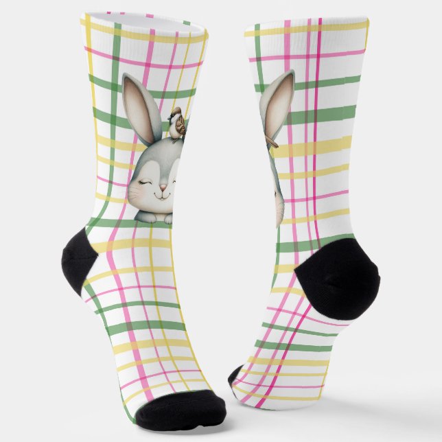 Bunny and bird friends socks (Angled)