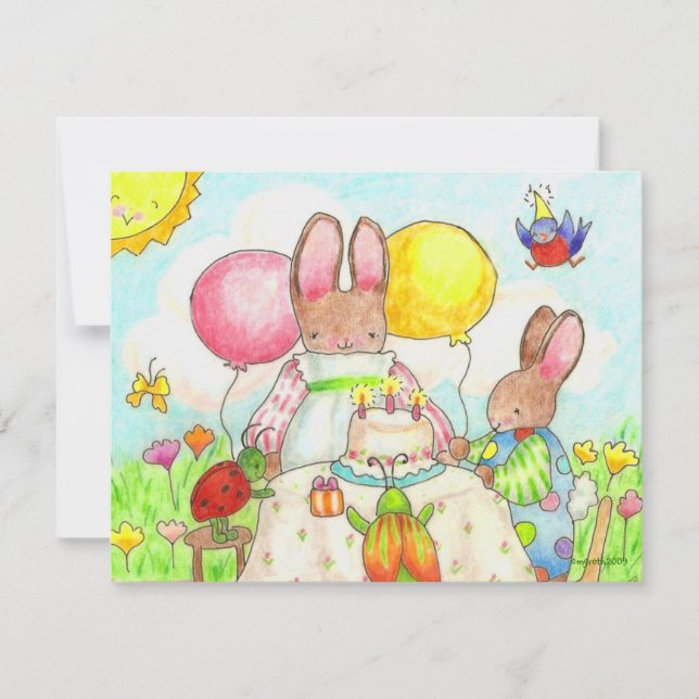 bunny and bug birthtday invitation (Front)