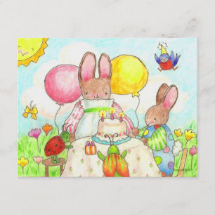 bunny and bug birthtday invitation