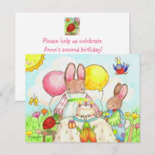 Bunny and Bug birthtday invitation