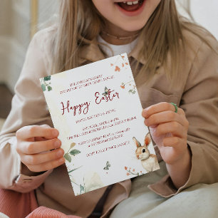 Bunny and butterflies floral happy Easter Invitation