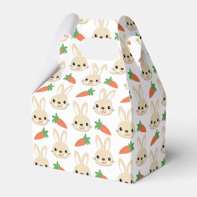 Bunny and Carrot Easter Pattern Favor Box (Front Side)