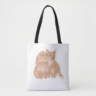 bunny and cat! tote bag