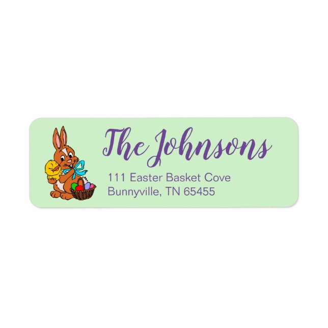 Bunny and Chick Easter Egg Address Label (Front)