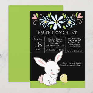 Bunny And Chick Easter Egg Hunt Brunch Invitation