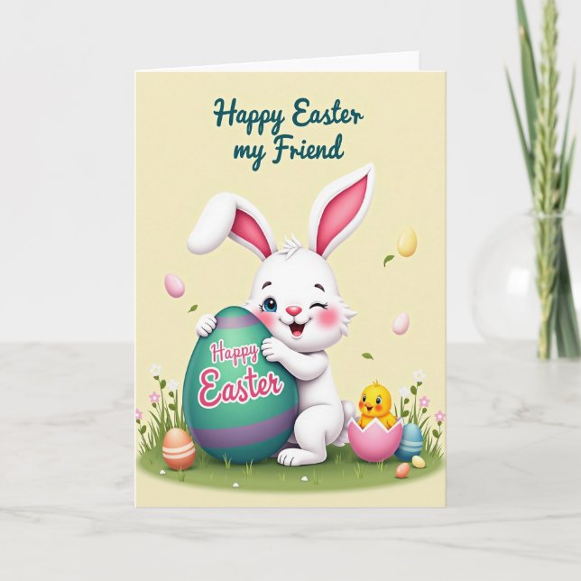 Bunny And Egg Holiday Card (Front)