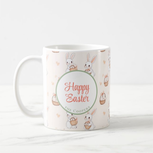 Bunny and Eggs Floral Coffee Mug (Left)