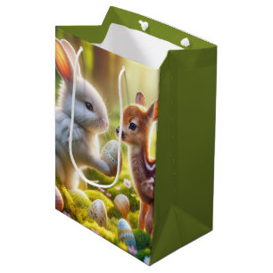 Bunny and Fawn With Easter Eggs Medium Gift Bag
