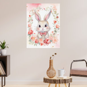 Bunny and Flowers Poster