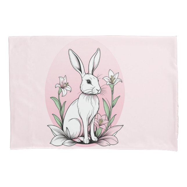 Bunny and Lilies Pillowcase (Front)
