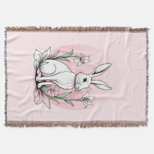 Bunny and Lilies Throw Blanket (Front)