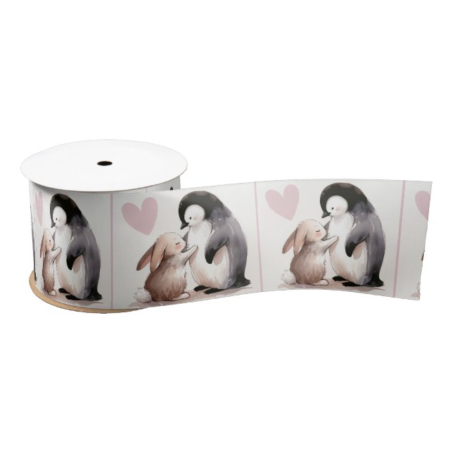 Bunny and Penguin Friendship Satin Ribbon (Spool)