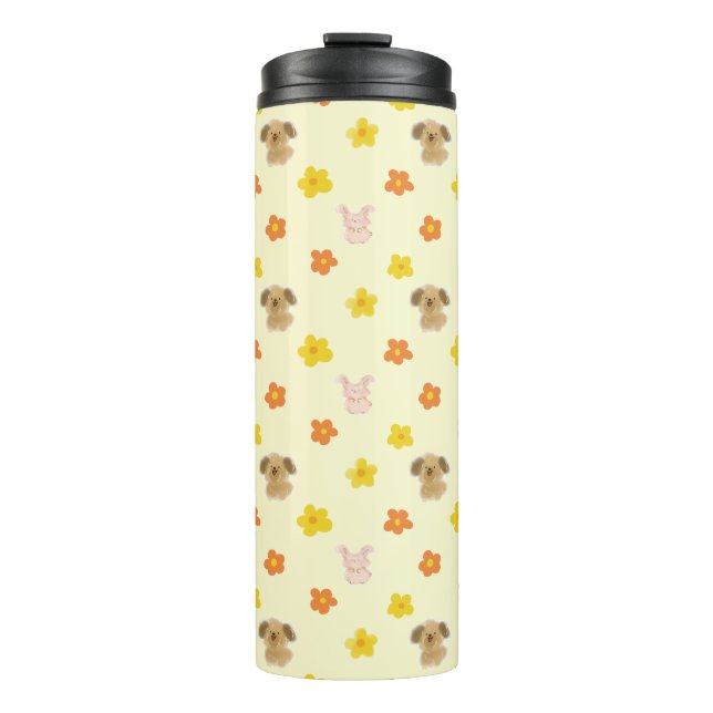 Bunny and puppy pattern thermal tumbler (Front)