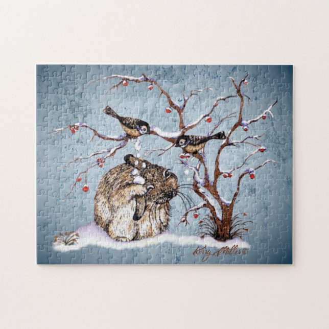 Bunny And Snow Birds Jigsaw Puzzle (Horizontal)
