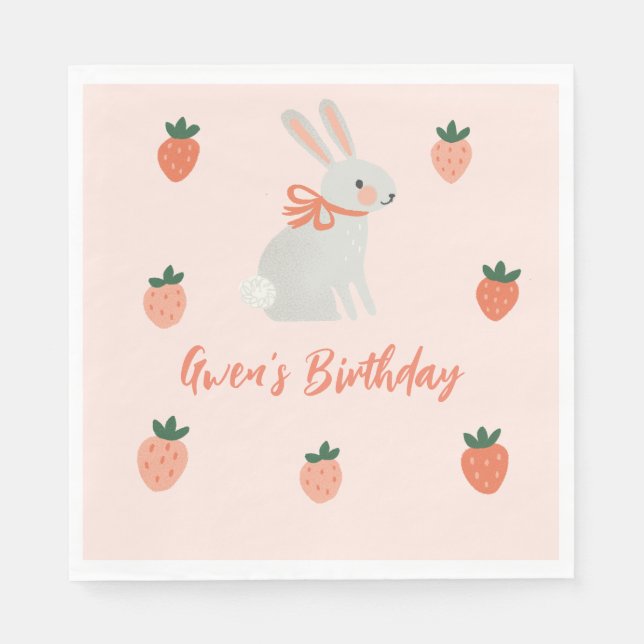 Bunny and Strawberry Napkin (Front)