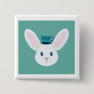 Bunny and Tea 2 Inch Square Button