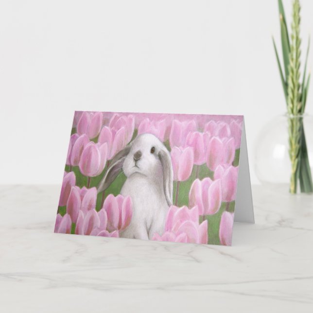 Bunny and Tulip Greeting Card (Front)