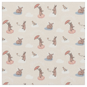Bunny Angel with umbrella (tan) Fabric