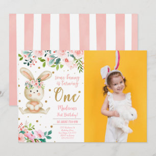 Bunny Anniversaire Photo Invitation