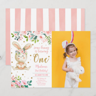 Bunny Anniversaire Photo Invitation