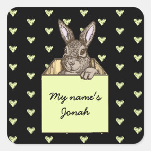 bunny announcement square sticker