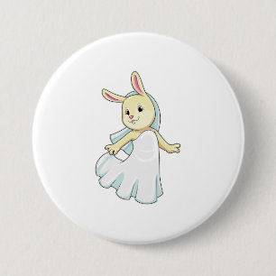 Bunny as Bride with Veil 3 Inch Round Button