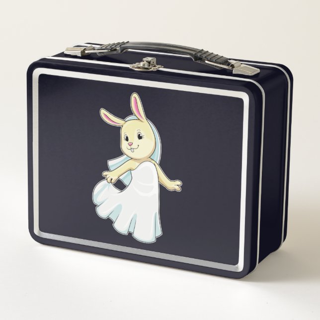 Bunny as Bride with Veil Metal Lunch Box (Front)